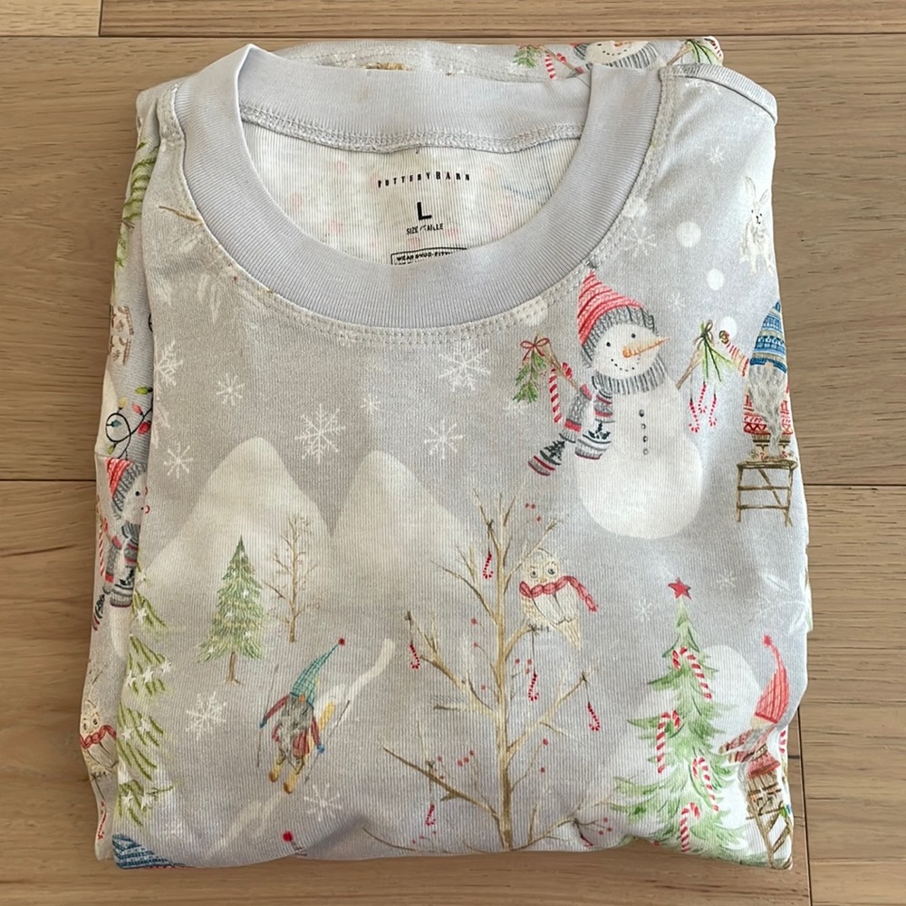 Pottery Barn Kids Snow Day Gnomes Pajamas Size 12, NWOT